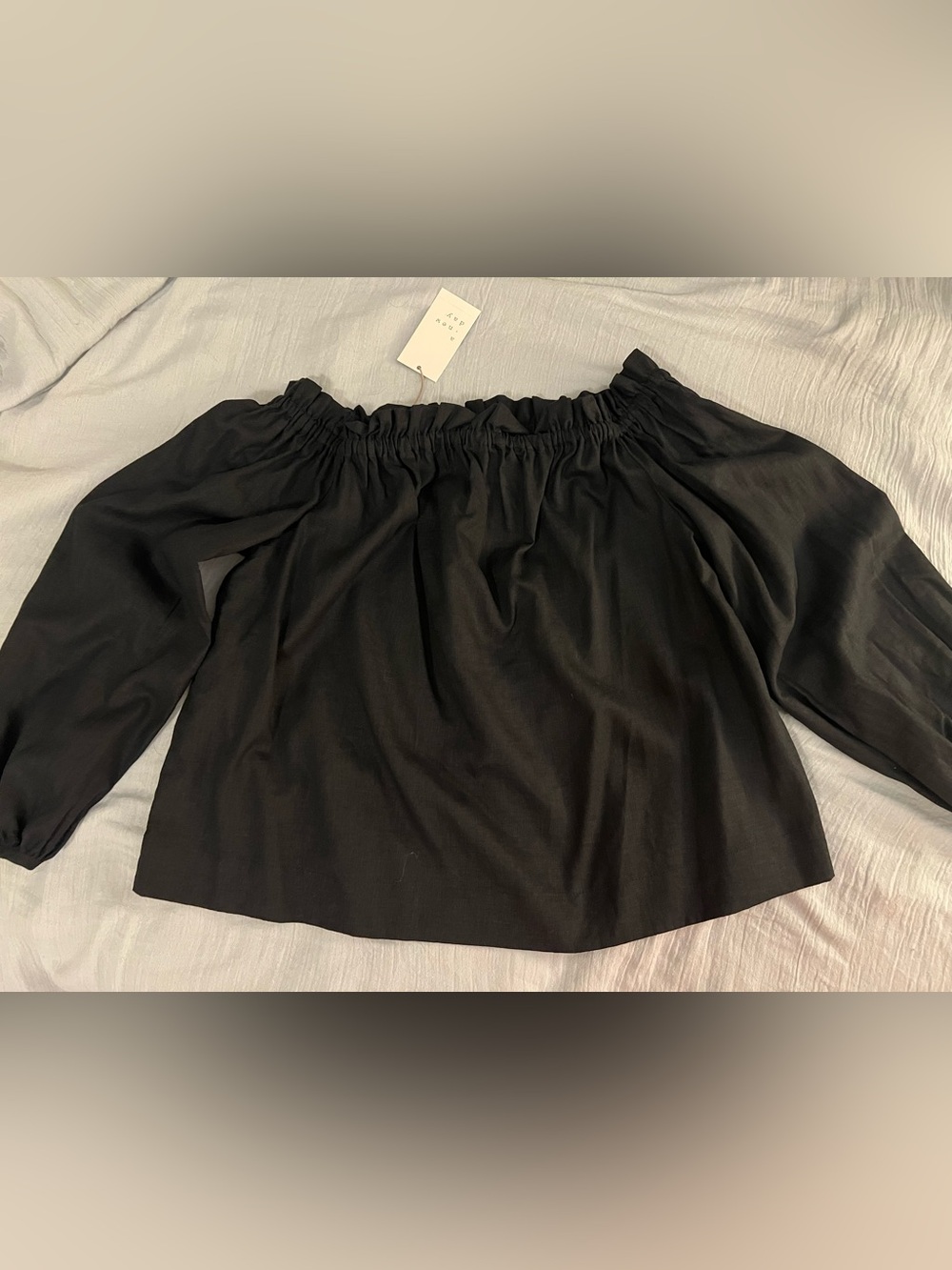 NWT Black linen off shoulder top size S ANew Day